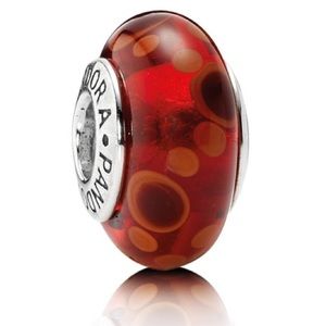 Retired Pandora Red Murano Glass Bubbles Charm